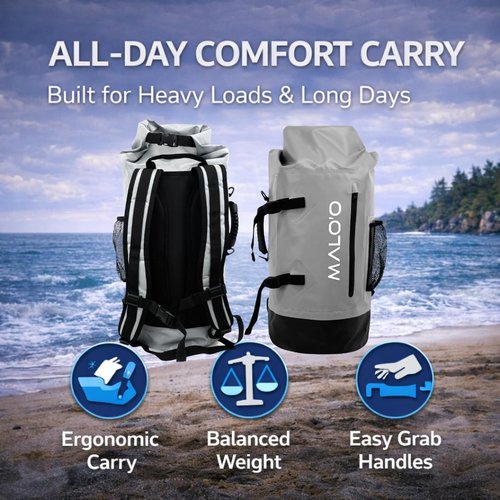 Malo’o 45L Waterproof Dry Bag Backpack - Heavy Duty Roll Top for Fishing, Beach & Outdoor Adventures
