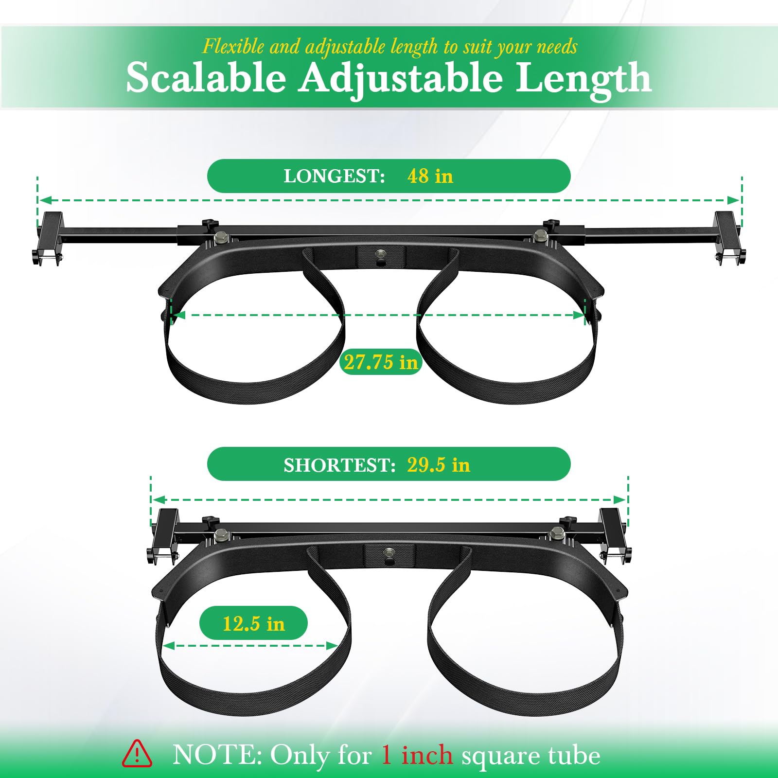 Upgrade Golf Cart Bag Holder Bracket, Adjustable Golf Cart Bag Bracket for 2+2 Rear Seat with 1 Inch Square Tube, No Drilling Golf Bag Holder Attachment for Club Car EZGO Yamaha, Include Nylon Strap