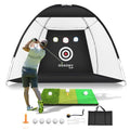 Golf Net with Practice Mat,Golf Hitting Aid Nets 10x7FT for Backyard Driving Chipping Training Swing with Target Mat Balls for Outdoor Indoor,Gifts for Men Dad and Golfer