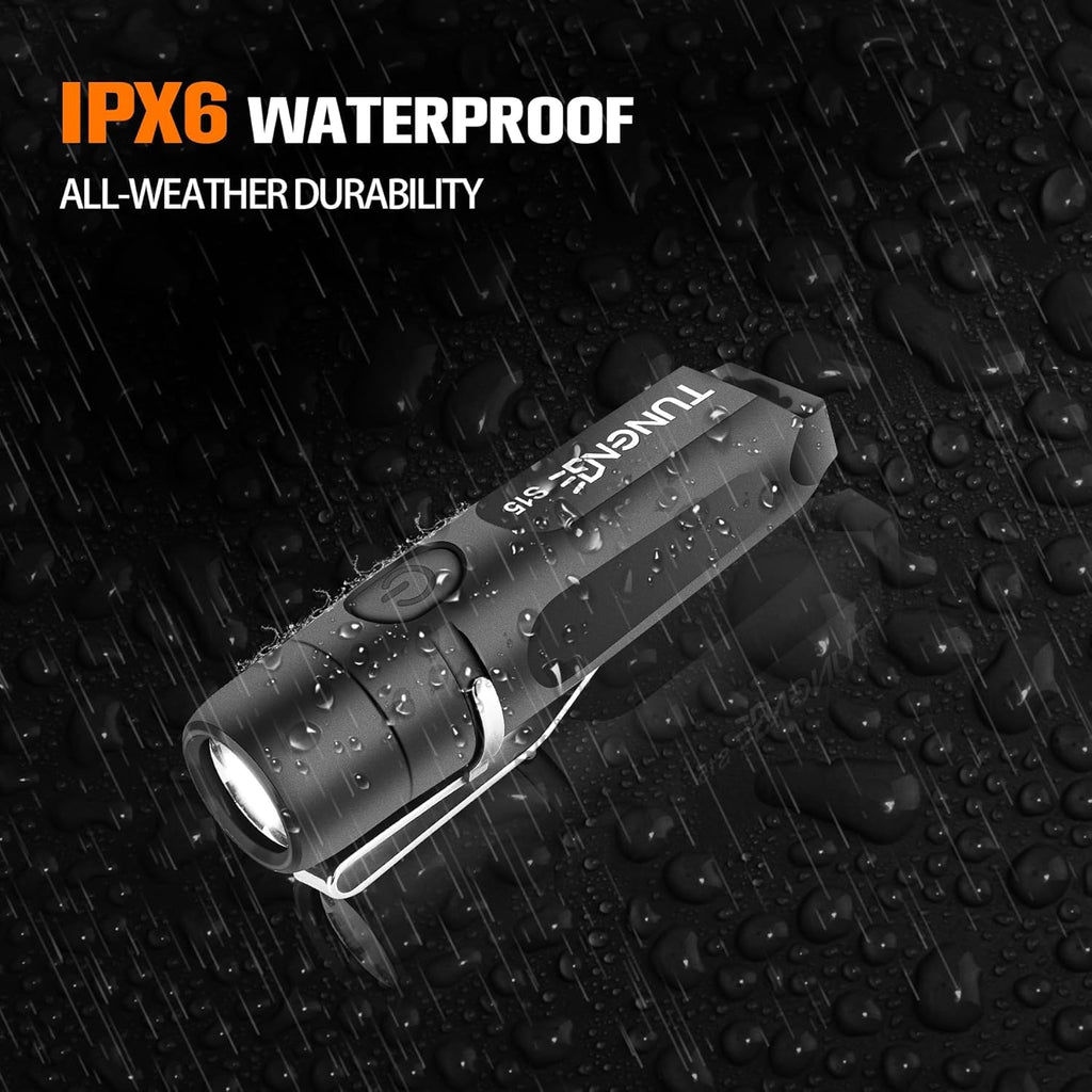 Skiennix Rechargeable Keychain Flashlight - 650 Lumens Mini EDC Light for Camping & Emergencies | Black