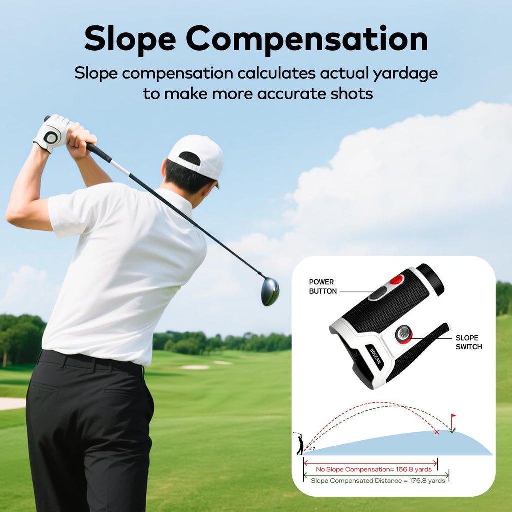Skiennix Golf Range Finder - 7X Magnification, Lightweight & Portable with Slope & Flag Lock Vibration