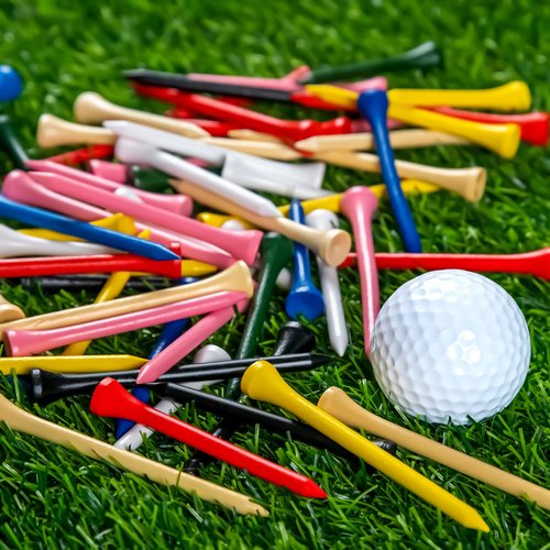 THIODOON Golf Tees 250 pcs Professional Natural Wood Golf Tees, 8 Bright Colors Mixed Size 3-1/4 inch, 2-3/4 inch and 2-1/8 inch, Tall Golfing Tees Reduce Friction