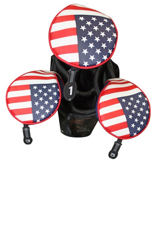 USA Patriot Golf Zipper Head Covers Driver 1 3 5 Fairway Woods Headcovers U.S.A Neoprene Style Patriotic Driver Fits All Fairway Clubs and Drivers up to 460cc