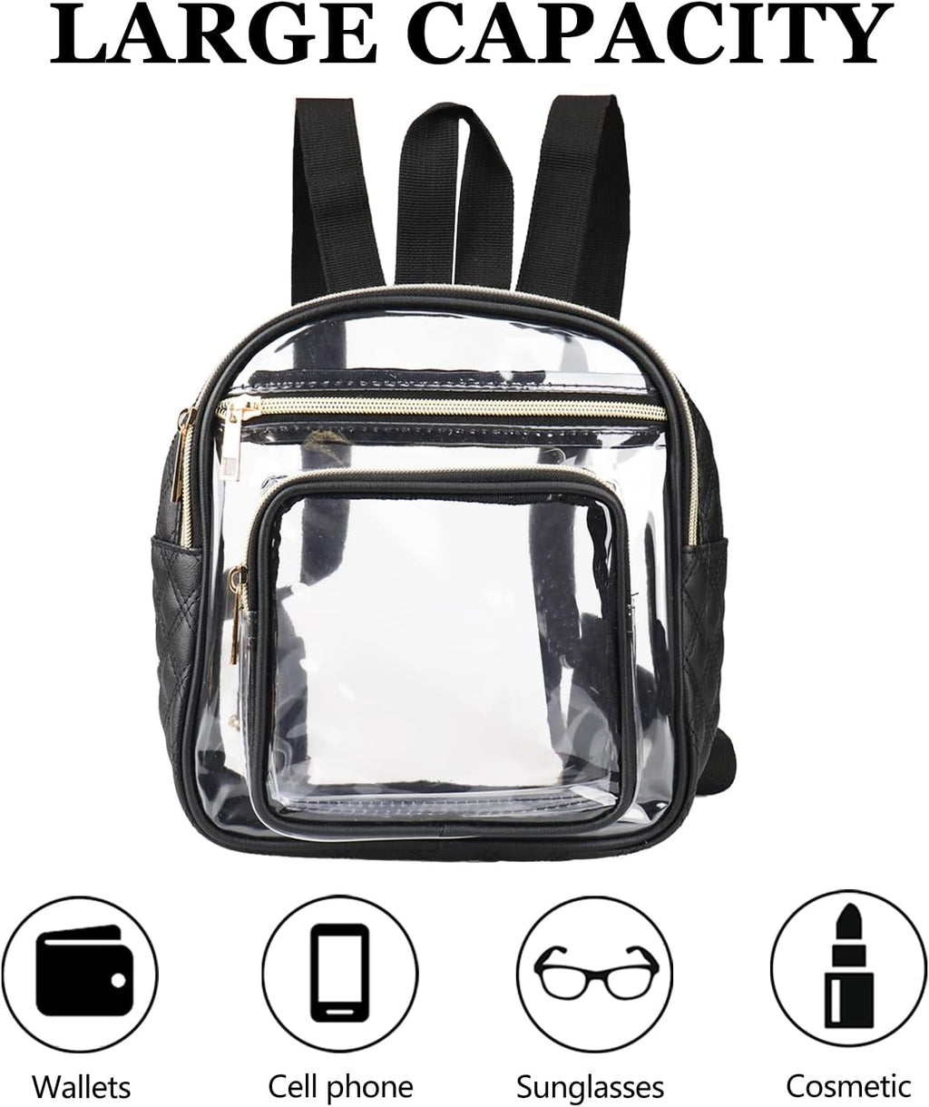 Skiennix Clear Backpack - Stadium Approved Heavy Duty Mini Design with Front Pocket for Events | Clear