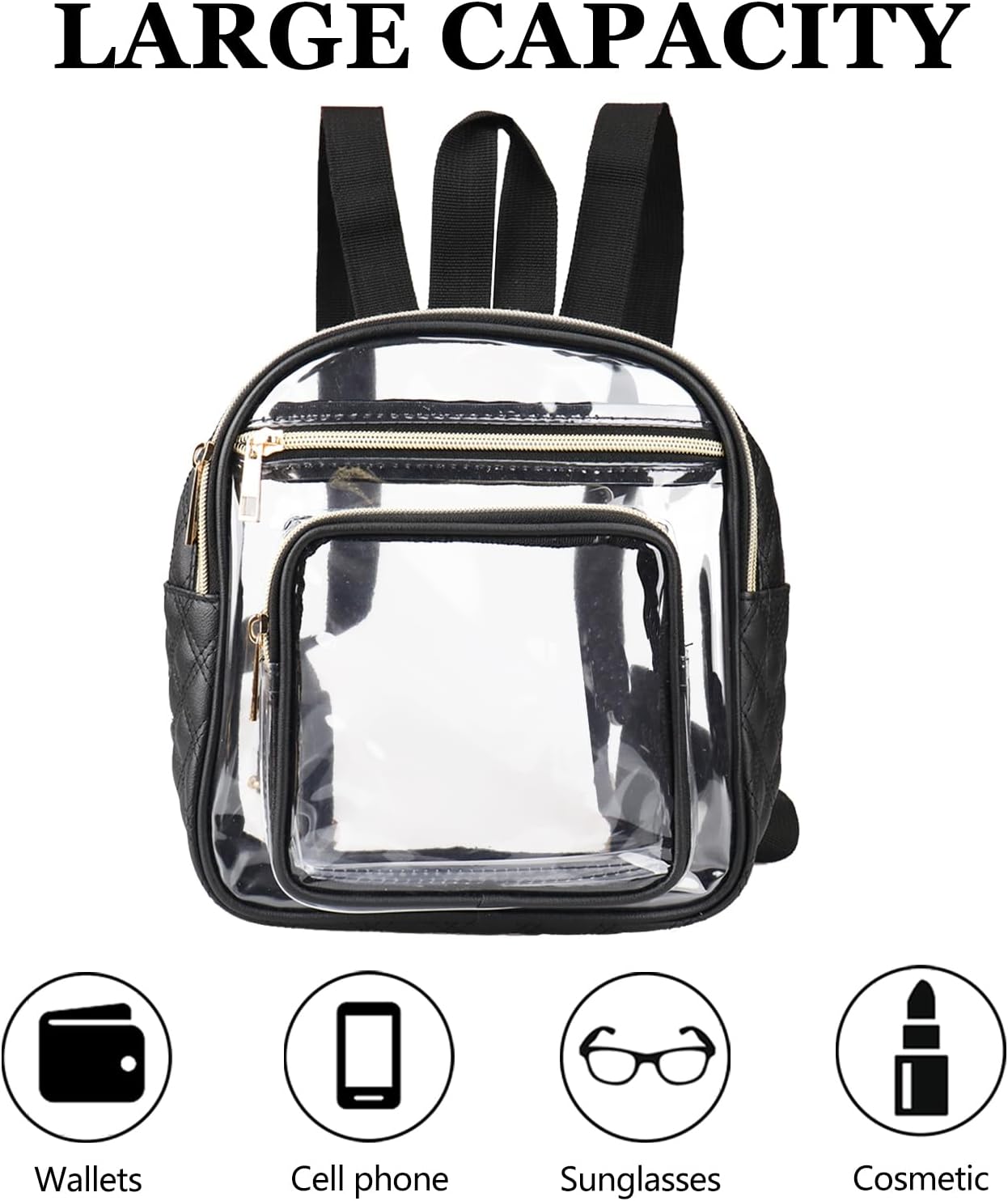 Skiennix Clear Backpack - Stadium Approved Heavy Duty Mini Design with Front Pocket for Events | Clear