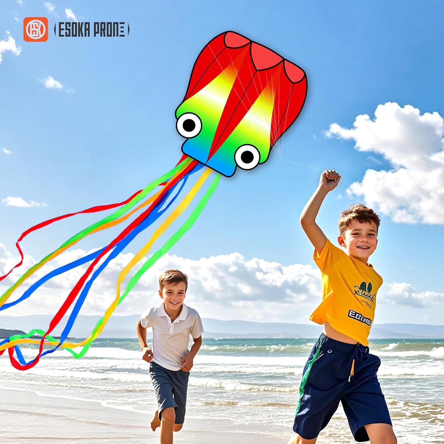Skiennix Kites for Kids & Adults - Easy to Fly Beach Kites with 328ft String | Fun Gift for Ages 4-8 (Purple Owl, Grassland, Octopus)