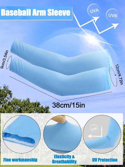 ROLVNHTV 4 Pack Light Blue Baseball Belt and Socks with Arm Sleeve Softball Arm Sleeve UV Protection Compression Light Blue Sleeves Cooling Adjustable Elastic Men's Baseball Belts for Men
