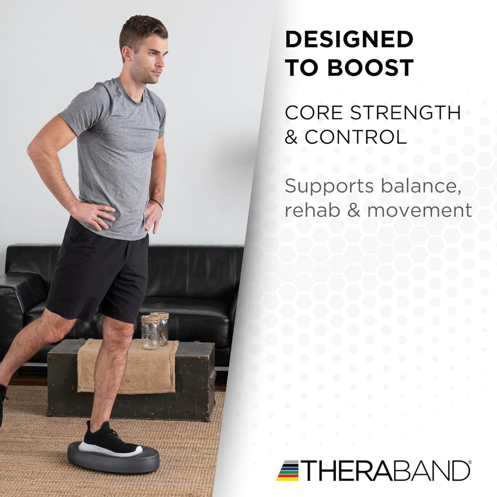 TheraBand Stability Trainer Pad - Advanced Level Black Foam Balance Pad for Core Strength & Therapy