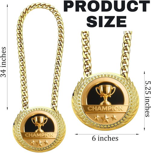 Greatest of All Time Turnover Chain - 6" Gold Medal Trophy Necklace for Sports Achievements