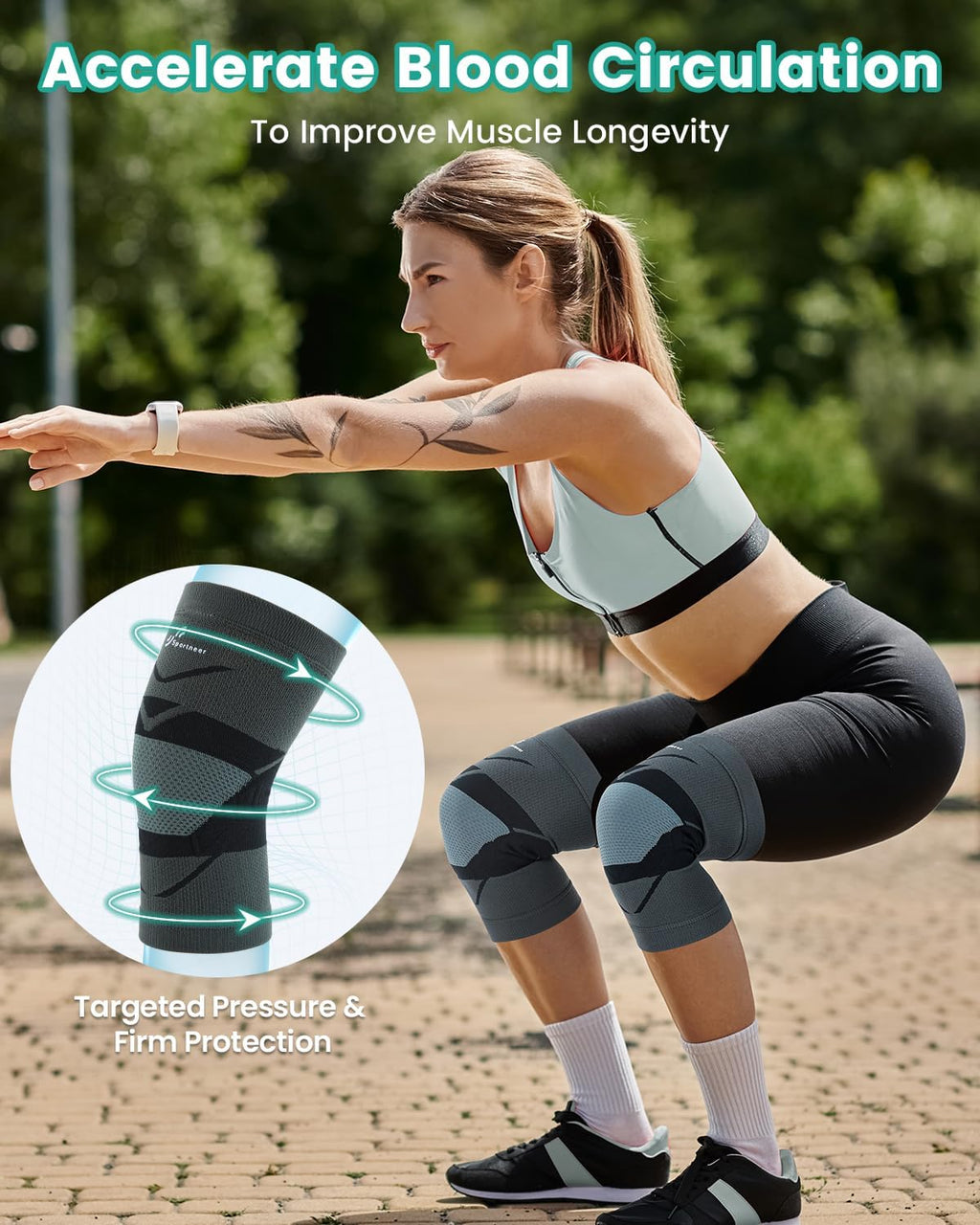 Sportneer Knee Brace - Zoned Pressure Design for Pain Relief - Lightweight Compression Sleeve for Men & Women