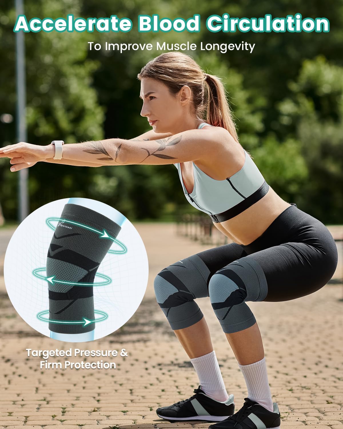 Sportneer Knee Brace - Zoned Pressure Design for Pain Relief - Lightweight Compression Sleeve for Men & Women