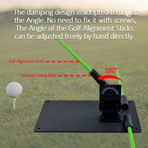 JIAXLTD Golf Alignment Sticks and Angle Holder Set Plate Thickened metal adopts damping design Angle adjusted freely Teaching Equipment for Aiming Putting Swing Posture Correction Golf Swing Training