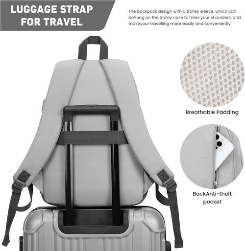 KROSIAS School Backpack - Cute 15.6 Inch Laptop Bag for Teens | Aesthetic Dark Grey & Light Grey Design