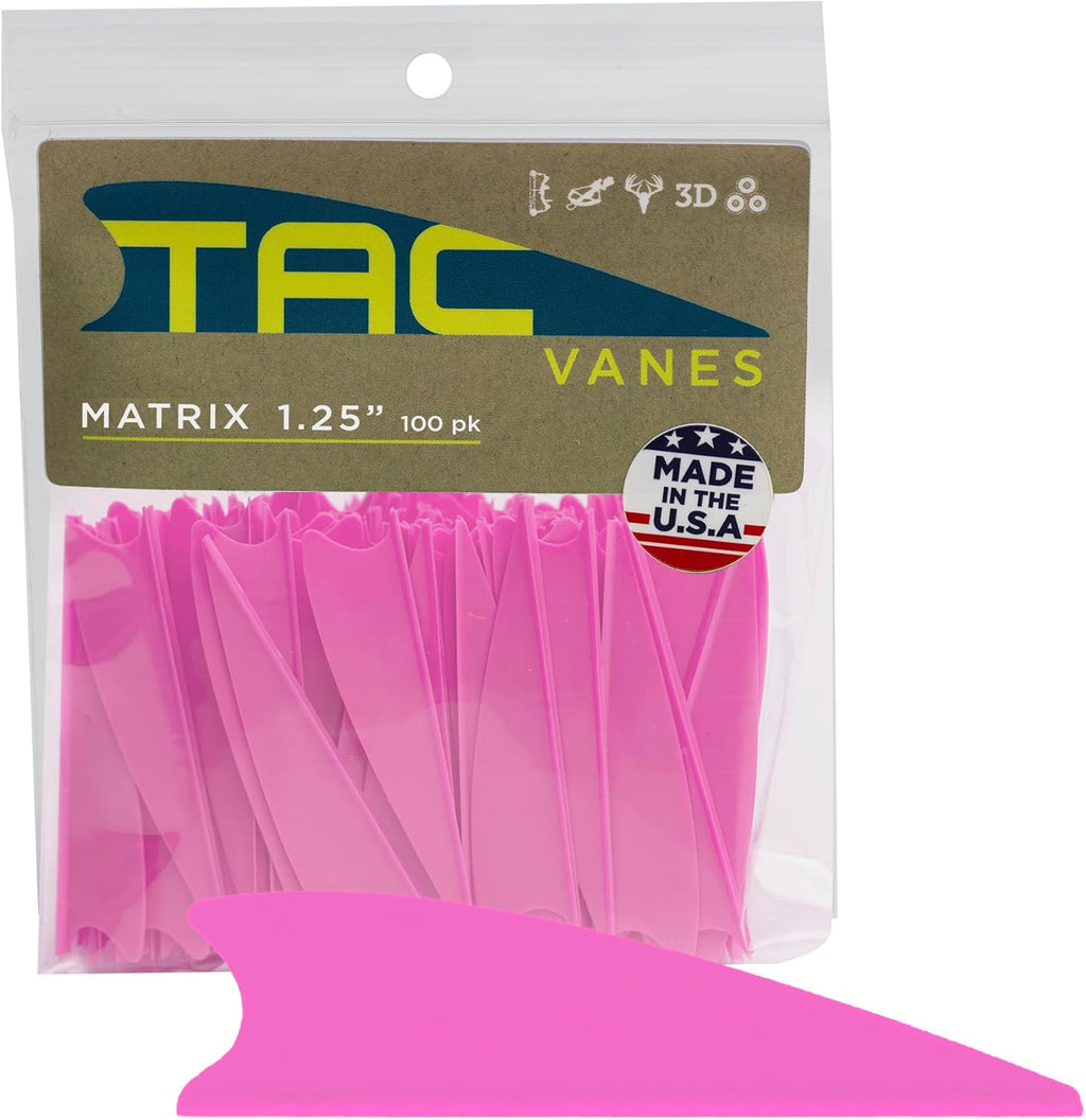 TAC Vanes 1.75" Matrix Arrow Vanes - Durable Pink Archery Fletching for Compound & Crossbow | 100 Pack