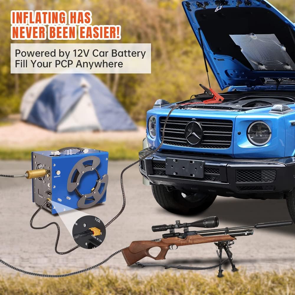TOAUTO A3 PCP Air Compressor - Portable Vertical Design with Auto-Stop | 4500Psi, 110V AC/12V Battery