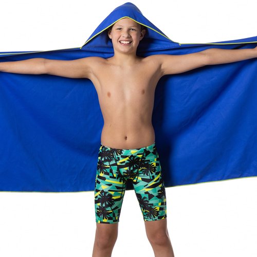 Flow Hydro Sport Towel - Microfiber Quick Dry Swimming Towels for Swim, Pool, Triathlon, and Other Water Sports in Medium, Large, Extra Large, and Hooded Sizes (Blue, Large w/Hood)