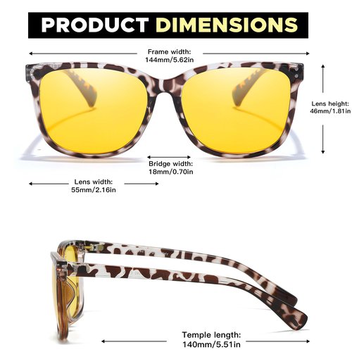LVIOE Night Driving Glasses for Women Men, Anti Glare Night Vision Glasses Polarized Yellow Lens for Driving, UV400 Protection