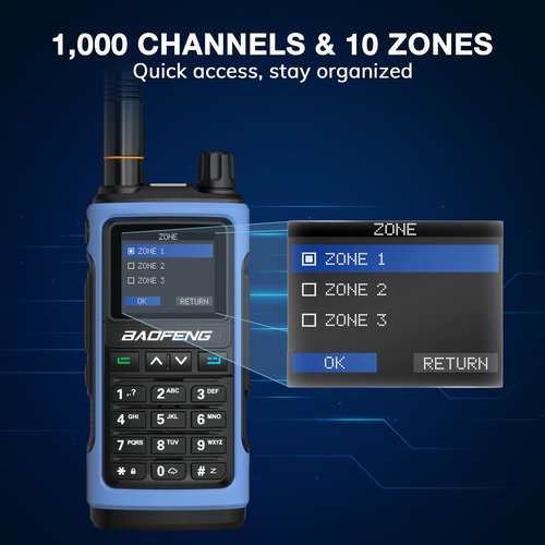 BAOFENG UV-7B Handheld Ham Radio, Chirp & Wireless APP Programmable, UHF VHF FM Aviation NOAA Receiver, 1000 CHs 10 Zones, USB-C Rechargeable, Frequency Copy, SOS Strobe, Walkie Talkie for Outdoor