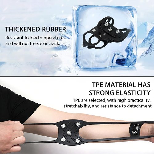 2 Pairs Ice Cleats for Shoes and Boots,Universal 8 Steel Studs Crampon Ice & Snow Grippers for Winter Hiking Climbing Ice Fishing,Anti-Slip Spikes for Shoes