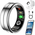 Fit Ring, Smart Health Rings for Women Men with Heart Rate,Blood Oxygen,HRV,Stress Level, Sleep Monitor, Step Tracker, No Subscription Fee, IP68 Waterproof Smart Ring for iphone &Android (Silver, 13#)