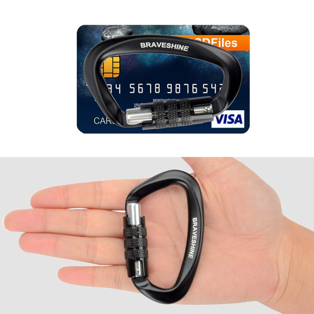 Heavy Duty Carabiner Clips 12KN Aluminum D Ring Double Locking Caribeaner Hooks