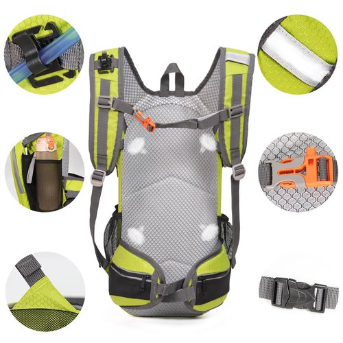 Lemuvlt Small Hiking Daypack 15L,Water Repellent Lightweight & Durable - Ideal Backpack for Skiing, Skating, Snowboarding,Hiking, Running, MTB Cycling (Lime)