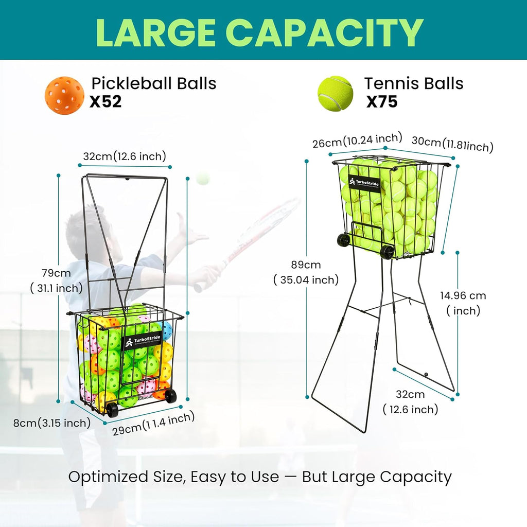 Skiennix Tennis Ball Hopper - Portable Pickleball Ball Basket for Easy Pickup & Storage | Large Size