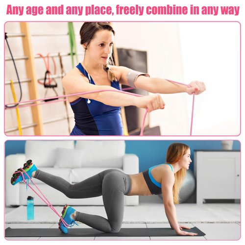 Teyva Daily 4 Roll Latex Resistance Tubes, 25 ft, Exercise Bands Professional Grade Strength Training Bands for Women Exercise, Lower Pilates, Training, Workout(Medium Level 2,Pink)