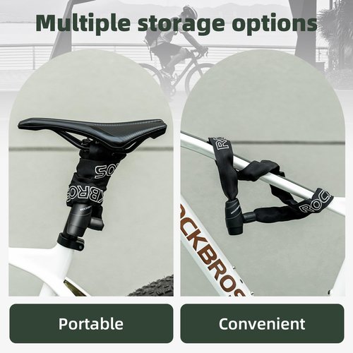 ROCKBROS Bike Chain Lock, Heavy Duty Anti Theft, 3 Ft Long, 5mm Thick Bicycle Lock with Key Set, Cut Proof for Door, Fence