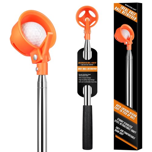 BIRDIEBLAST Golf Ball Retriever, 9Ft/12Ft/17Ft/20Ft Professional Stainless Steel Golf Ball Retriever, Telescopic Golf Ball Retriever for Water