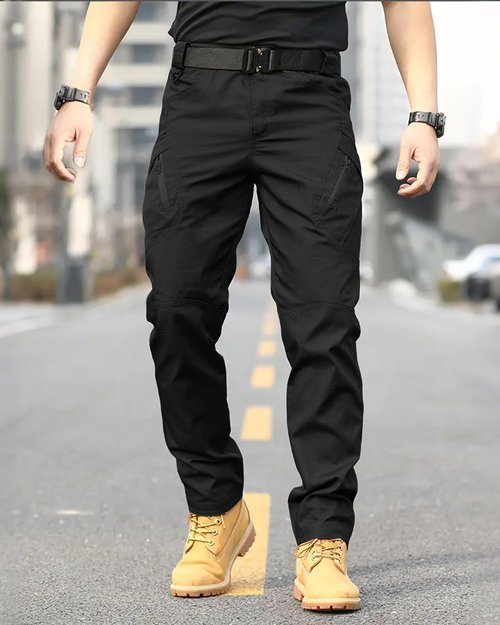 whox Men's Work Cargo Pants Tactical Hiking Casual Water Resistant Ripstop Trousers for Outdoor with 6 Pockets(No Belt) Black