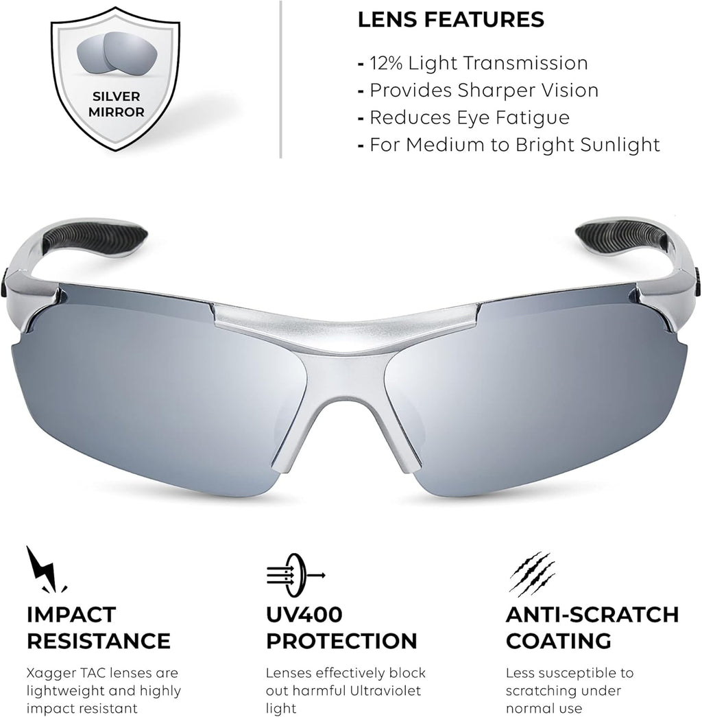 Xagger Polarized Sports Sunglasses - UV400 Protection for Men & Women | Ideal for Running, Cycling, Baseball