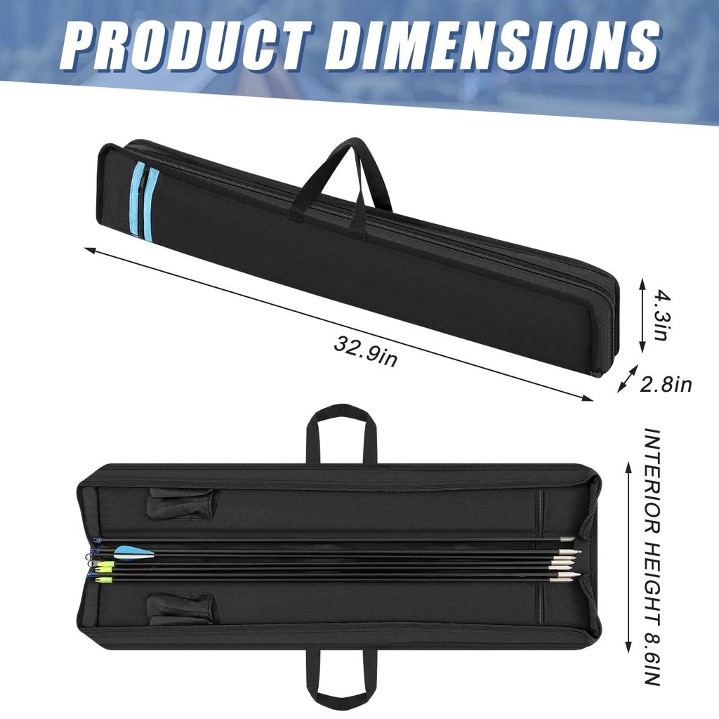 Sunnymove Arrow Case Archery 33'' Portable Soft Bow Case Compact Black Arrow Storage Quiver Oxford Cloth Box for Outdoor Hunting Target Shooting Bag Shooting Practice
