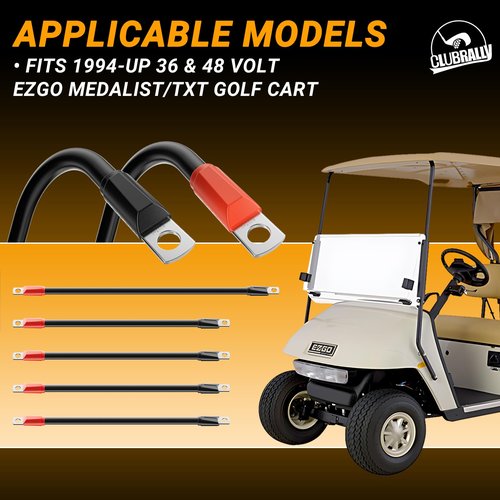 CLUBRALLY Golf Cart Battery Cables, 4 Gauge EZGO Battery Cables for 1994-Up EZGO TXT/Medalist 36 & 48Volt Golf Carts