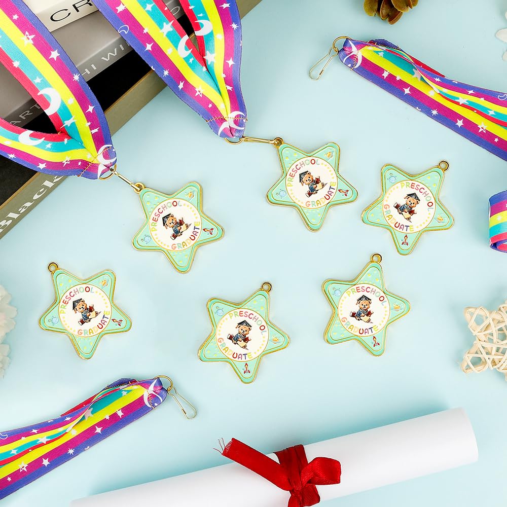 Preschool Graduation Medal, Congrats Graduation Award Medal with Rainbow Neck Ribbon, Cute Grad Medals for Awards, Metal Graduation Medals for Kids Students Graduate Gift Party Decoration Favors