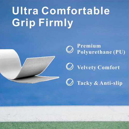 Clocime Anti Slip Tennis Overgrip, Racket Grip Tape for Tennis, Padel, Badmintion, Pickleball Racket, 6-Pack (White-T)
