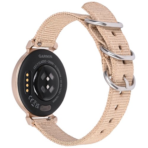 C2D JOY Canvas Nylon Band Compatible with Garmin Lily 2/Lily 2 Active Replacement Band Smart Watch band for Women-Silver Black