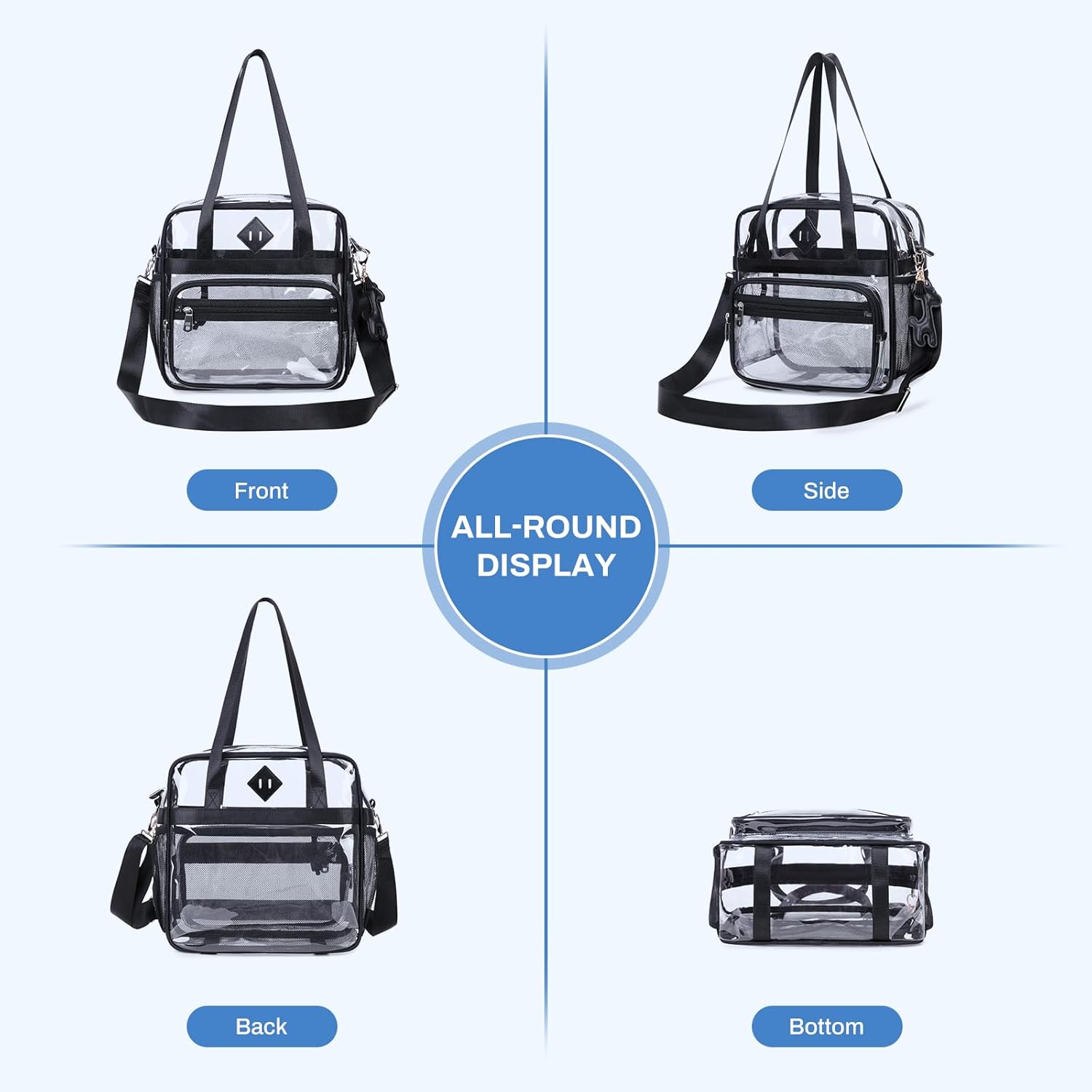 PIG PIG GIRL Clear Tote Bag - 12x6x12 See-Through Stadium Bag for Women | Stylish & Functional