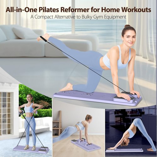 DQI Pilates Board,Pilates Reformer Set,Pilates Machine 15-in-1 Multifunctional Abdominal Board for Home Office Workout,Pilates Sliding Board for Women & Men