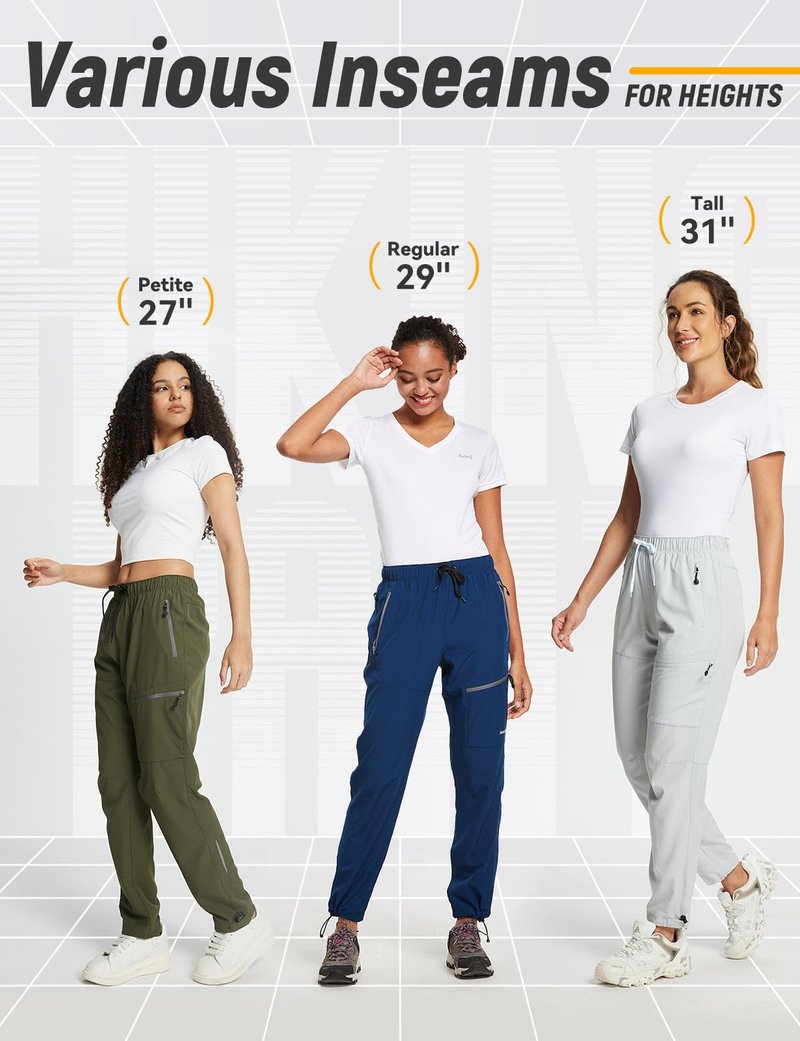 baleaf Travel Pants Women Hiking Long Tall Lightweight Quick Dry Water Resistant Cargo Pants 31'' Trip 31''-Caramel 2XL
