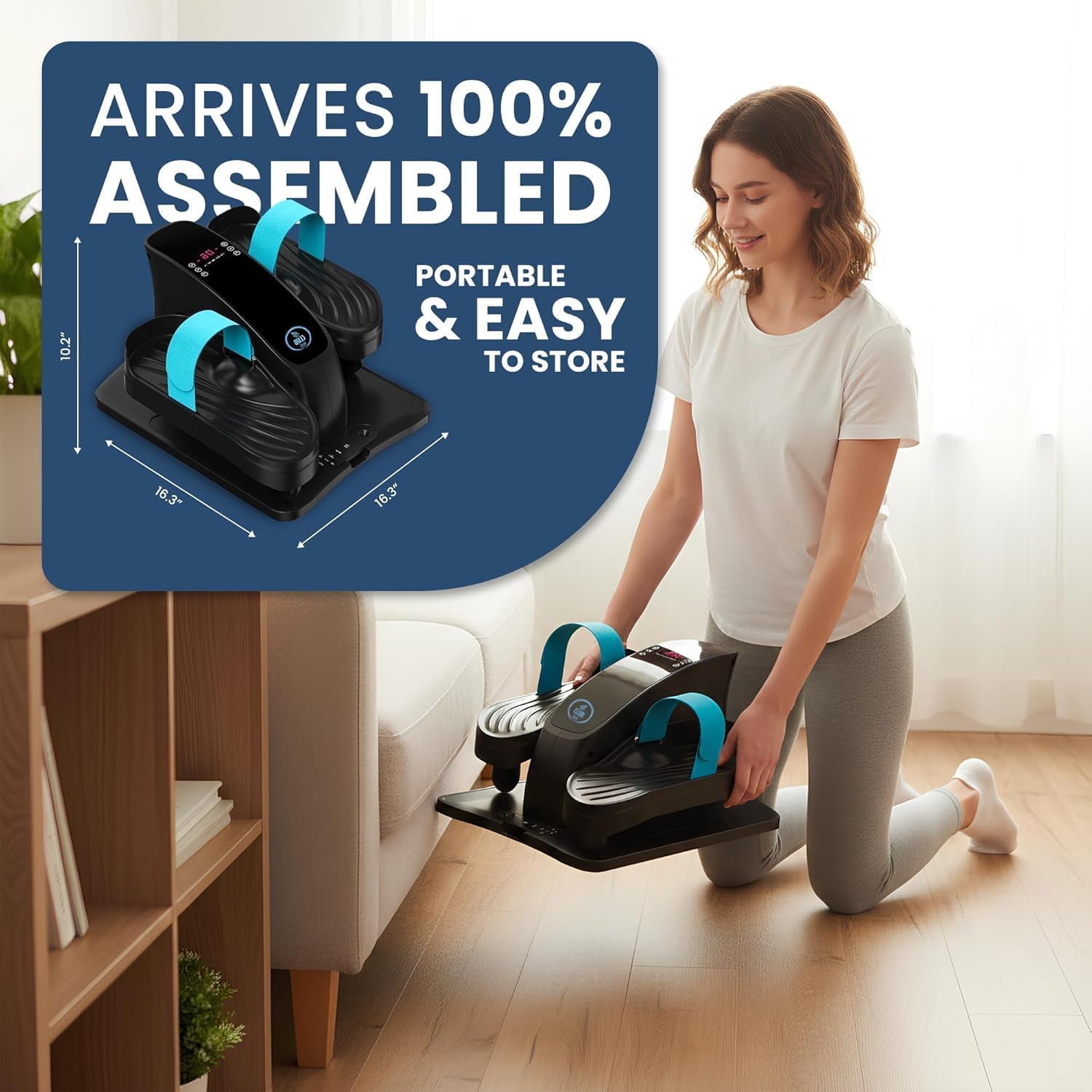 Under Desk Elliptical Machine - Electric Pedal Exerciser for Seniors & Adults | 12-Speed Quiet Leg Workout
