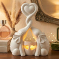 Elephant Love Candle Holder Statue - Elegant Home Decor Gift for Women | Ivory with LED Candle - Perfect for Anniversaries & Valentine's Day