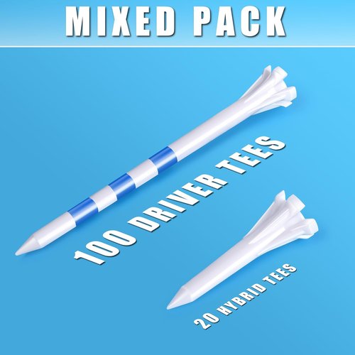 CHAMPKEY Advanced Golf Tees - 5-Prong Design for 50% Ball Contact Surface Optimization | 120 or 100 Pack