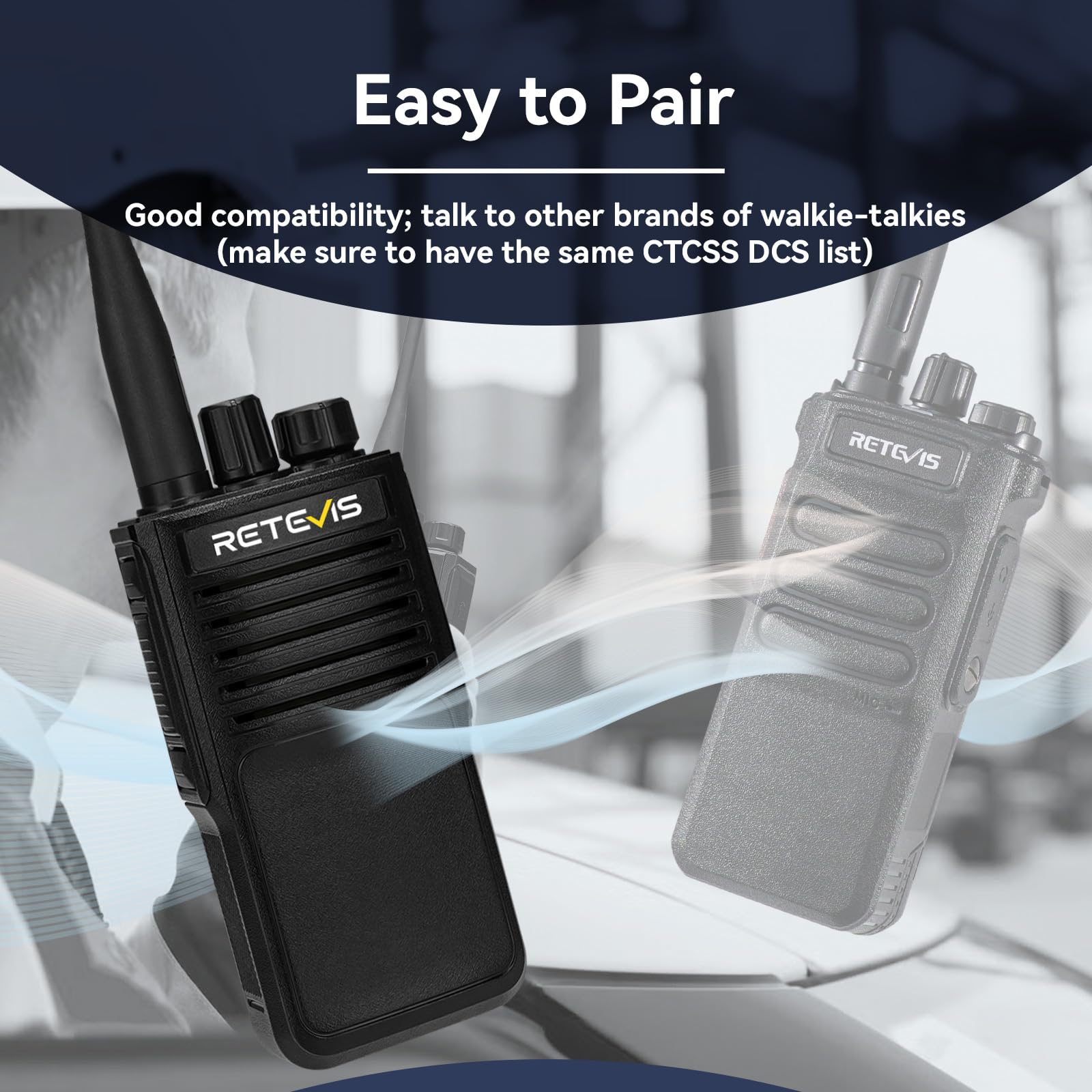 Retevis P2 IP68 Waterproof 2 Way Radio Long Range, GMRS Rechargeable Two Way Radio Long Distance,Professional Walkie Talkies Rechargeable,2500mAh,IP68,Noise Cancelling,for Warehouse Industrial(2 Pack)