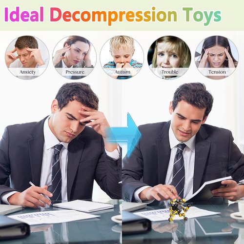 Gokeey Fidget Spinner Set - 4 Transformable Stress Relief Toys for Kids & Adults | Perfect for Ages 8-13