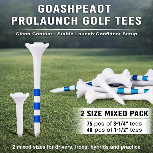 Golf Tees - 115 Pack of 3-1/4" & 1-1/2" Mixed Sizes | Low Resistance Design & Oversized Head