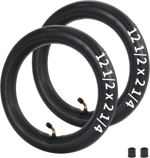 Heavy Duty 12" Bike Tubes - 12 1/2 x 2 1/4 Inner Tube with Angled Valve Stem | Pack of 2