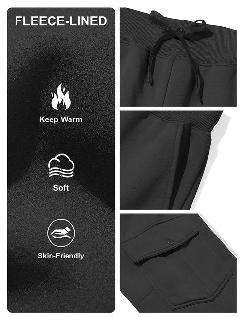 LINENNMAIN Men's Casual Cargo Sweatpants Fleece Lined Workout Joggers Athletic Drawstring Pants with Multi Pockets