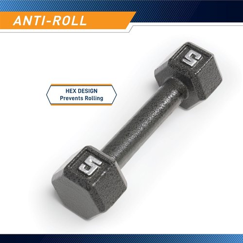 Marcy Cast Iron Hex Dumbbells - Durable Weight Options from 3-lb to 100-lb | Sold Individually