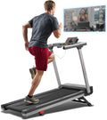 Sunny Health & Fitness Treadmill - Smart Auto Incline, Foldable Design, 15 Levels, 20" Shock Absorption Belt